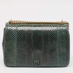 Pre Owned Dolce & Gabbana Green Python Miss Margarita Shoulder Bag