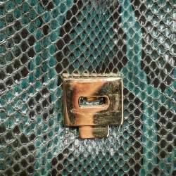 Pre Owned Dolce & Gabbana Green Python Miss Margarita Shoulder Bag