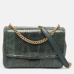 Pre Owned Dolce & Gabbana Green Python Miss Margarita Shoulder Bag