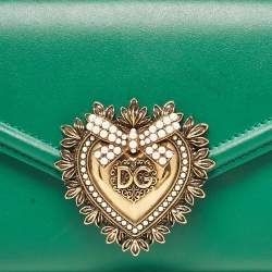 Pre Owned Dolce & Gabbana Green Leather Devotion Belt Bag
