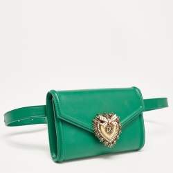 Pre Owned Dolce & Gabbana Green Leather Devotion Belt Bag