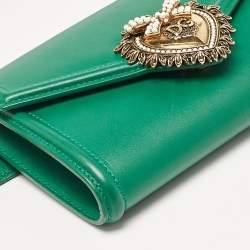 Pre Owned Dolce & Gabbana Green Leather Devotion Belt Bag