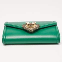 Pre Owned Dolce & Gabbana Green Leather Devotion Belt Bag