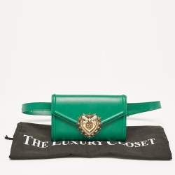 Pre Owned Dolce & Gabbana Green Leather Devotion Belt Bag