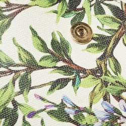 Pre Owned Dolce & Gabbana White/Multicolor Printed Leather Medium Miss Sicily Top Handle Bag