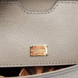 Pre Owned Dolce & Gabbana Grey Leather Medium Miss Sicily Top Handle Bag