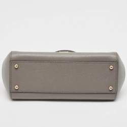 Pre Owned Dolce & Gabbana Grey Leather Medium Miss Sicily Top Handle Bag