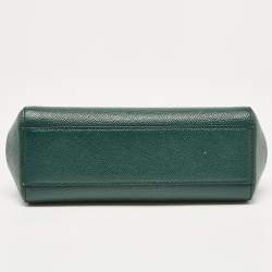 Pre Owned Dolce & Gabbana Green Leather Small Miss Sicily Top Handle Bag