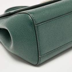 Pre Owned Dolce & Gabbana Green Leather Small Miss Sicily Top Handle Bag