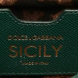 Pre Owned Dolce & Gabbana Green Leather Small Miss Sicily Top Handle Bag