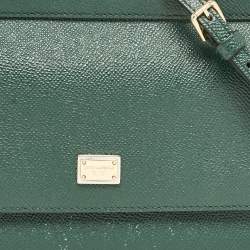 Pre Owned Dolce & Gabbana Green Leather Small Miss Sicily Top Handle Bag
