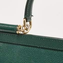Pre Owned Dolce & Gabbana Green Leather Small Miss Sicily Top Handle Bag