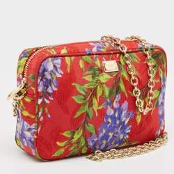 Pre Owned Dolce & Gabbana Multicolor Floral Print Fabric Miss Glam Chain Shoulder Bag