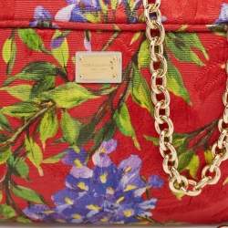Pre Owned Dolce & Gabbana Multicolor Floral Print Fabric Miss Glam Chain Shoulder Bag