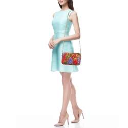 Pre Owned Dolce & Gabbana Multicolor Floral Print Fabric Miss Glam Chain Shoulder Bag