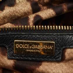 Dolce & Gabbana Black Leather Large Soft Miss Sicily Top Handle Bag