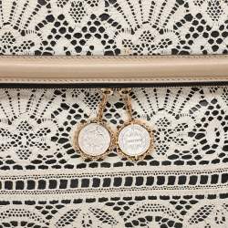 Pre Owned Dolce & Gabbana White/Beige Lace and Leather Large Miss Sicily Heritage Satchel