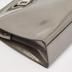 Pre Owned Dolce & Gabbana Grey Patent Leather DG Shoulder Bag