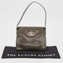 Pre Owned Dolce & Gabbana Grey Patent Leather DG Shoulder Bag
