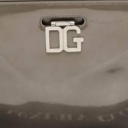 Pre Owned Dolce & Gabbana Grey Patent Leather DG Shoulder Bag