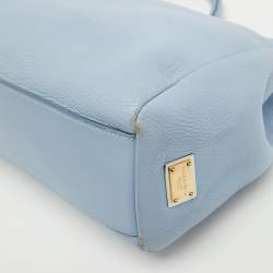 Dolce & Gabbana Blue Leather Miss Sicily Top Handle Bag