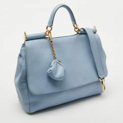 Dolce & Gabbana Blue Leather Miss Sicily Top Handle Bag