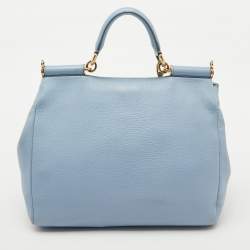 Dolce & Gabbana Blue Leather Miss Sicily Top Handle Bag