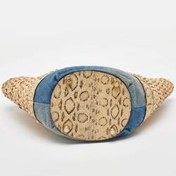 Pre Owned Dolce & Gabbana Multicolor Raffia, Denim and Python Miss Tookie Tote