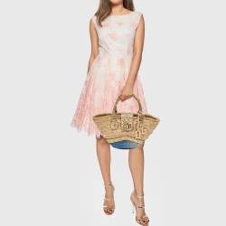 Pre Owned Dolce & Gabbana Multicolor Raffia, Denim and Python Miss Tookie Tote