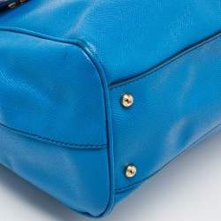 Dolce & Gabbana Blue Leather Miss Sicily Top Handle Bag