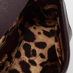 Pre Owned Dolce & Gabbana Burgundy Leather Small Miss Sicily Top Handle Bag