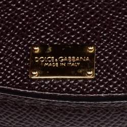 Pre Owned Dolce & Gabbana Burgundy Leather Small Miss Sicily Top Handle Bag