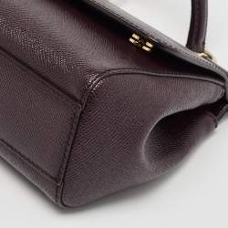 Pre Owned Dolce & Gabbana Burgundy Leather Small Miss Sicily Top Handle Bag
