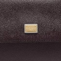 Pre Owned Dolce & Gabbana Burgundy Leather Small Miss Sicily Top Handle Bag