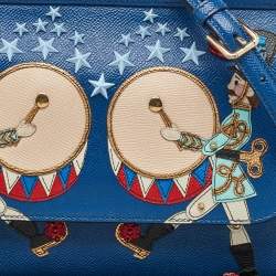 Pre Owned Dolce & Gabbana Blue Leather Drummer Large Miss Sicily Top Handle Bag