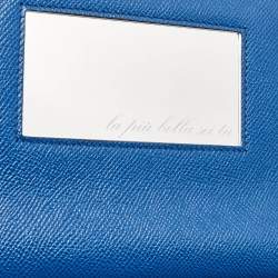 Pre Owned Dolce & Gabbana Blue Leather Drummer Large Miss Sicily Top Handle Bag