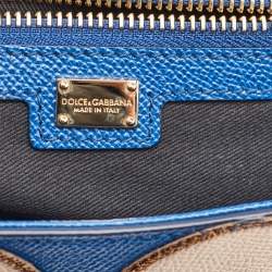 Pre Owned Dolce & Gabbana Blue Leather Drummer Large Miss Sicily Top Handle Bag