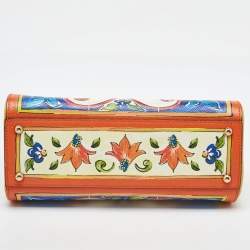 Pre Owned Dolce & Gabbana Multicolor Leather Majolica Print Large Miss Sicily Top Handle Bag
