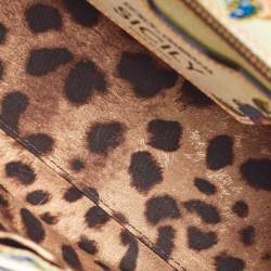 Pre Owned Dolce & Gabbana Multicolor Leather Majolica Print Large Miss Sicily Top Handle Bag