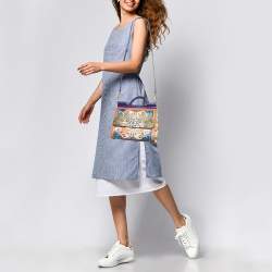 Pre Owned Dolce & Gabbana Multicolor Leather Majolica Print Large Miss Sicily Top Handle Bag