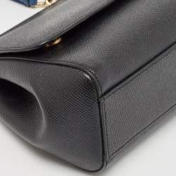 Pre Owned Dolce & Gabbana Black Leather Small Studded Miss Sicily Top Handle Bag