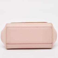 Pre Owned Dolce & Gabbana Light Pink Leather Mini Miss Sicily Top Handle Bag
