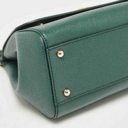 Pre Owned Dolce & Gabbana Green Leather Medium Miss Sicily Top Handle Bag