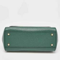 Pre Owned Dolce & Gabbana Green Leather Medium Miss Sicily Top Handle Bag
