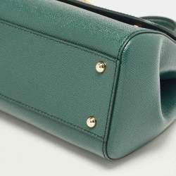 Pre Owned Dolce & Gabbana Green Leather Medium Miss Sicily Top Handle Bag