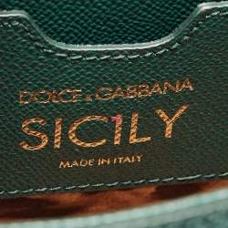 Pre Owned Dolce & Gabbana Green Leather Medium Miss Sicily Top Handle Bag