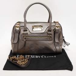 Dolce & Gabbana Metallic Grey Leather Miss Easy Way Satchel
