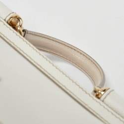 Pre Owned Dolce & Gabbana White Leather Small Miss Sicily Top Handle Bag