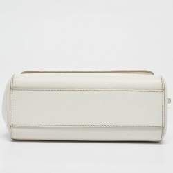 Pre Owned Dolce & Gabbana White Leather Small Miss Sicily Top Handle Bag