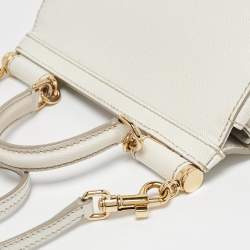 Pre Owned Dolce & Gabbana White Leather Small Miss Sicily Top Handle Bag